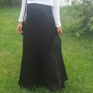 (NWOT) Rubber Ducky Black Satin Maxi Skirt